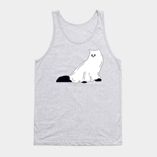 Fluffy Ghost Cat With Pumpkin Orange Background Tank Top